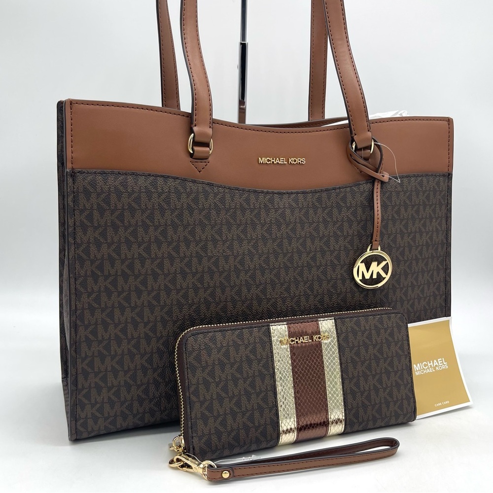 Michael Kors Large MF Pocket Shoulder Toe Bag & Continental Wallet Wristlet